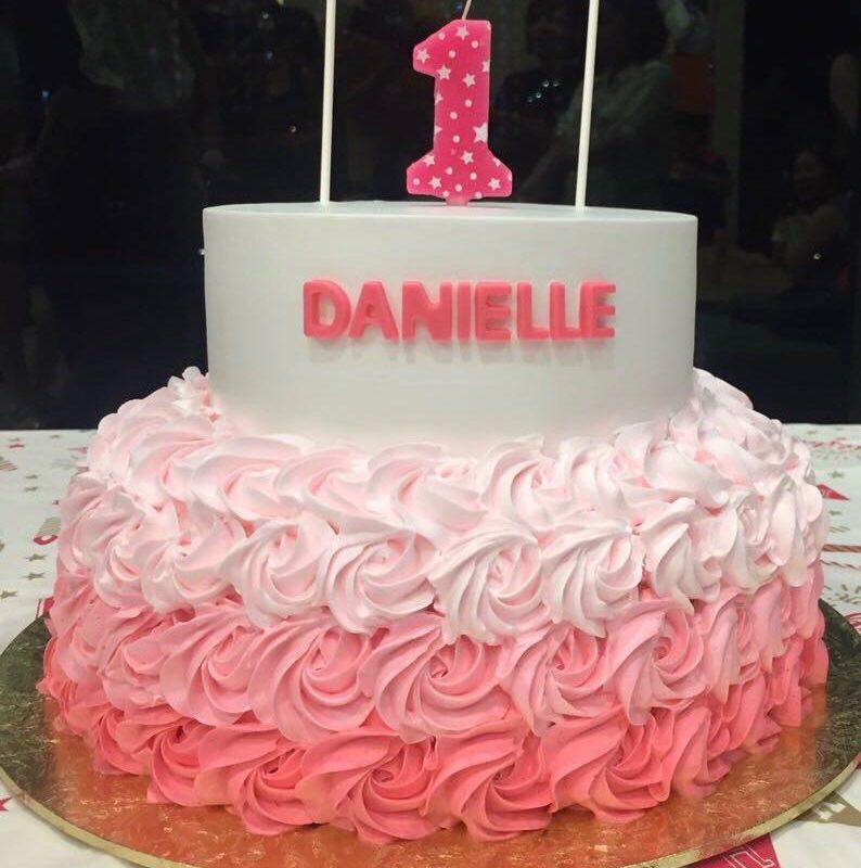 2-tier Ombre Pink Rosette