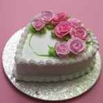 Pink Roses Heart Shape Cake